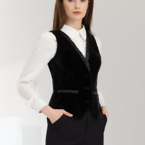 Retro Velvet Waistcoat V Neck Sleeveless Racerback Steampunk Vest Black/M - Allegra K catalog