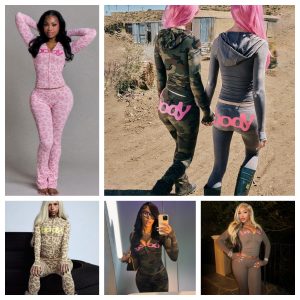 Women's Two Piece Pants Weird Puss Letter Leopard Print 2 Set Women Casual Zip Hooded Crop Jacke Leggings Matching Stretch Sporty Street