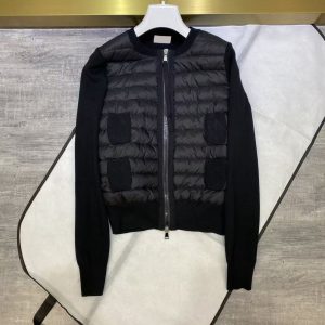 Arm Badge Womens Down Jacket Twill Design Hooded knit jacket Winter warm down jackets size 1-4
