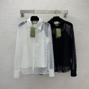 Women blouse Designer shirt brand base shirt Fashion Mesh perspective shirts summer womens clothing LOGO long sleeve blouse Aug 15