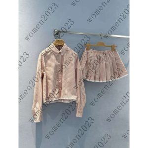 Women skirt set Designer blouses suit Womens shirts brand short skirt 2pcs fashion LOGO vacation Pleated overskirt two piece Aug 07