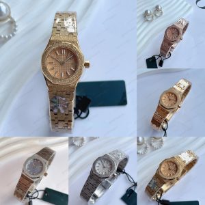 23mm Mini Women's Luxury Watch Hexagonal Stainless Steel Case Checkered Dial Mechanical Movement Butterfly Clasp Versatile for All Occasions