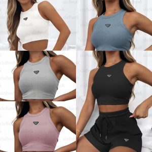Designer Yoga Set Summer New Product Casual Short Sports Tank Top Luxury Women Vest And Shorts Drawstring Shorts Fitness running elastic workout tracksuit