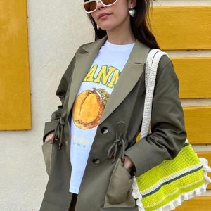 Women's T Shirts Peach Graphic T-Shirt 2024 Women Summer Clothing Short Sleeve Tees Tops Fashion Tee Shirt Female Casual T-Shirts Streetwear