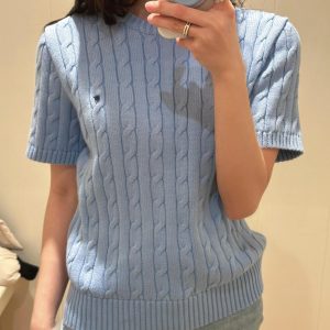 Women knitted Top designer Embroidery vest sleeveless breathable knitted vest pullover fashionable women's sports top Embroidery logo