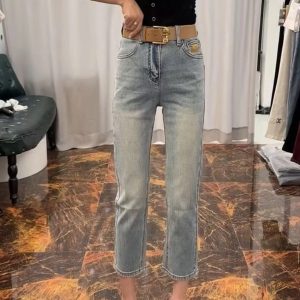 The designer's new spring and autumn large-sized 9-inch tube pants, high-waisted and fashionable skinny S---5XL jeans