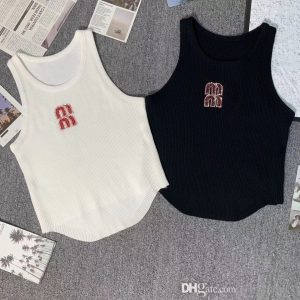 Womens Sleeveless Top T-shirt Hot Rolled Diamonds For Slimming Inner Layup And Outer Wear Knitted Suspended Bottom Tank Tops