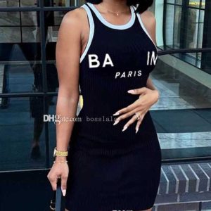 Plus Size Womens Designer Dress 2025 Summer Fashion Letter Printed Dresses For Woman Slim Quick Dry Mini Skirt 5 Colors
