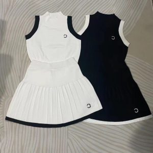 Women Designer Knitted Skirt Fashion Woman Two Piece Sets Knits Tank Top Sweater And Pleated Half Skirts 2Pcs Luxury Brand Dresses Sets For Women Outfits