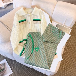 Women's Xiaoxiangfeng Wideleg Pants Two-Piece Set | 2026 New Autumn High-End Elegant | Soft Knit Fabric Casual Fashion Suit | Asian Size s-3xl