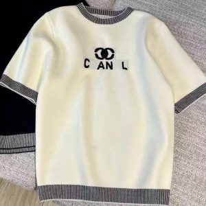 Women's Summer New Fashionable Versatile Bestseller Color Block Letter Knit Short-Sleeved T-shirt Women's Top