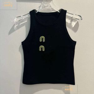 Mius Top Womens Vest Designer Shirts Fashion Women Sexy Halter Tee Party Crop Luxury Embroidered T Shirt Spring Summer Backless 10A