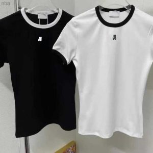2025SS Designer courrrreges t shirt summer short sleeve women tshirt contrast color embroidery slim fit top tee 2025