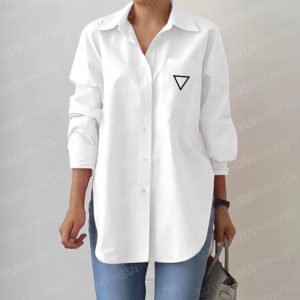 Designer Brands Womens Blouses Shirts Elegant Women Long Sleeve Breathable Shirt Fashion Women Blusas Solid Color Split Loose Work Shirt