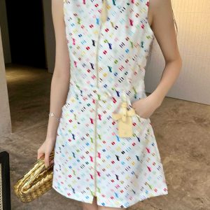 dress designer dresses for woman Fashion Beach dress print Sleeveless Luxury sundress Sexy Vacation Women Clothing
