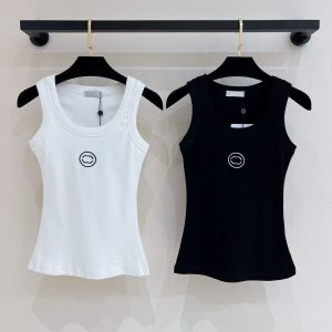 Women's Clothing Womens Tops Tank Top T-Shirt Regular Cropped Cotton Jersey Camis Female Femme Knits Tees Designer Embroidery Knitted Vest Sport Breathable