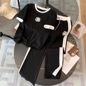 2026 New Designer Fashion Luxury Brand Women's High End Leisure Outdoor Breathable Sports Women's Set Summer Trend Youth Wide Leg Pants Fashion Two Piece Set