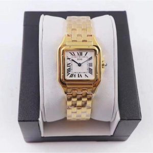 Ladies' AAA quality rectangular quartz stainless steel sliding buckle gold watch Sapphire Tank Series luxury designer watch