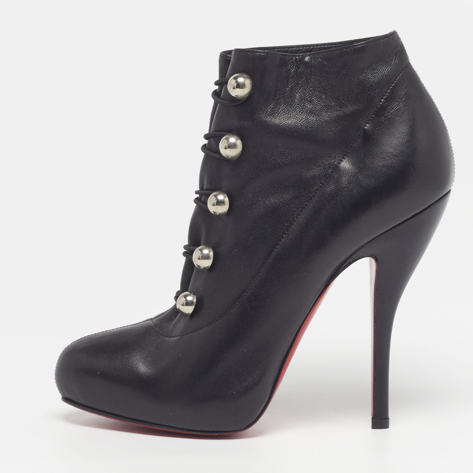 Christian Louboutin Ron Fifi Size 36 Black Leather Booties, Boots - Luxury Closet