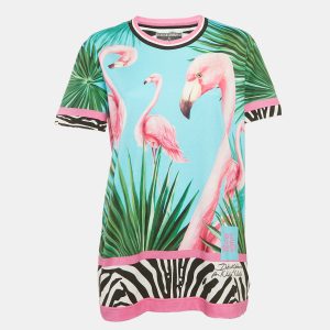 Dolce & Gabbana x DJ Khaled Multicolour Flamingo and Zebra Print Cotton Knit T-Shirt M, Shirts & Tops - Luxury Closet