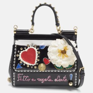 Dolce & Gabbana Miss Sicily Limited Edition Small Black Patent Leather Top Handle Bag, Satchels - Luxury Closet
