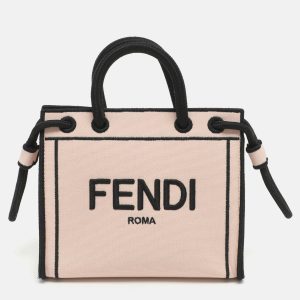 Fendi Mini Pink Canvas Shopping Tote, Tote Handbags - Luxury Closet