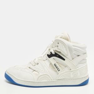 Gucci Basket Size 39 White Fabric and Leather High Top Sneakers, Athletic Shoes & Sneakers - Luxury Closet