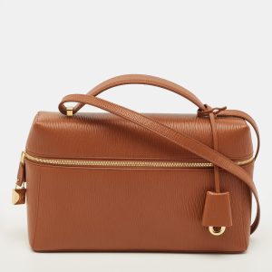 Loro Piana Extra Bag L27 Tan Zibeline Leather Shoulder Bag, Shoulder Bags - Luxury Closet