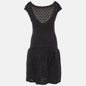 Louis Vuitton Black Wavy Textured Knit Knee Length Dress L, Dresses - Luxury Closet