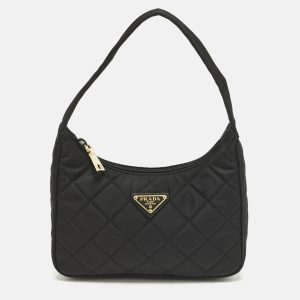 Prada Re-Nylon Black Quilted Nylon Tessuto Shoulder Bag, Shoulder Bags - Luxury Closet