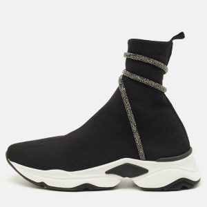Ren&eacute; Caovilla Cleo Running Size 42 Black Knit Fabric High Top Sneakers, Athletic Shoes & Sneakers - Luxury Closet