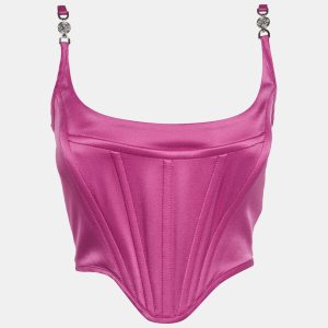 Versace Pink Satin Medusa '95 Corset Top S, Shirts & Tops - Luxury Closet