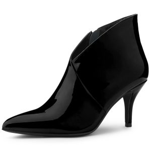 V Shape Pointed Toe Stiletto Heel Ankle Boots Black/5.5 - Allegra K catalog