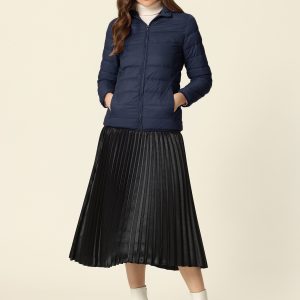 Hooded Packable Long Sleeve Zip Up Down Winter Lightweight Jacket Dark Blue/M - Allegra K catalog