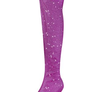 Glitter Pointed Toe Stiletto Heel Over the Knee High Boots Purple/9 - Allegra K catalog