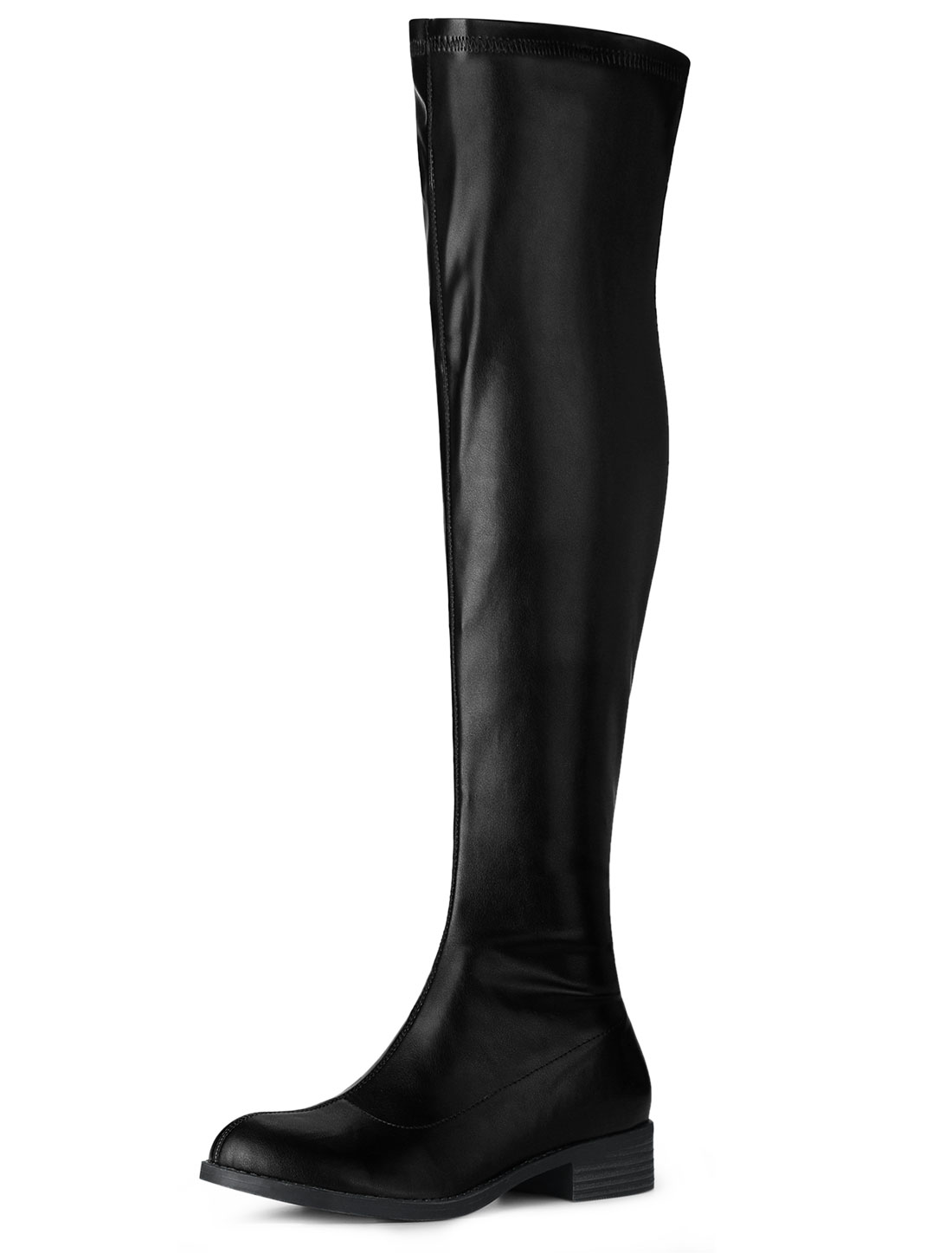 Low Block Heel Faux Leather Over the Knee High Boots Black/9 - Allegra K catalog