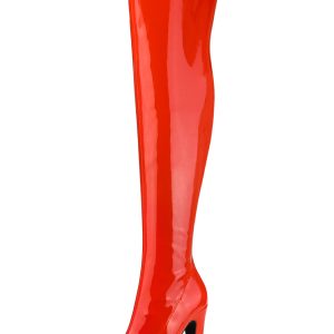 Platform Round Toe Chunky Heel Over The Knee High Boots Orange Red/7.5 - Allegra K catalog