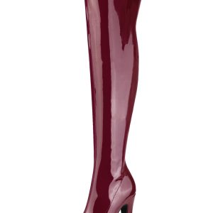 Platform Round Toe Chunky Heel Over The Knee High Boots Burgundy/10 - Allegra K catalog