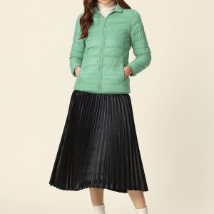 Hooded Packable Long Sleeve Zip Up Down Winter Lightweight Jacket Green/XS - Allegra K catalog