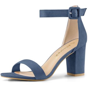 Buckle Ankle Strap High Chunky Heel Sandals Haze Blue/8.5 - Allegra K catalog