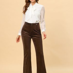 Velvet Wide Leg Retro Shiny Glitter Overalls Jumpsuits Pants Brown/XS - Allegra K catalog