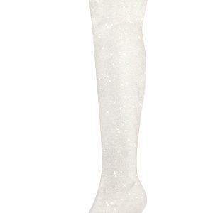 Glitter Pointed Toe Stiletto Heel Over the Knee High Boots White/7 - Allegra K catalog