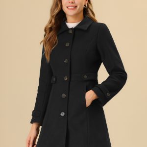 Winter Classic Outwear Overcoat with Pockets Single Breasted Coat Black/XL - Allegra K catalog