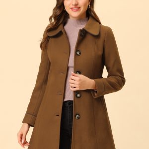 Winter Elegant Lapel Collar Long Trench Coat Brown/L - Allegra K catalog