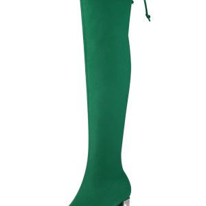 Chunky Heel Bling Rhinestone Over the Knee High Boots Green/11 - Allegra K catalog