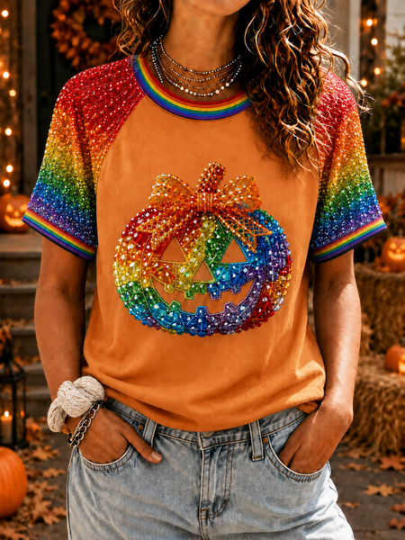 Women Gradient Pattern Short Sleeve Tee T-shirt Crew Neck Printing Casual Summer Top, JustFashionNow T-Shirts, color:Orange|size:5XL