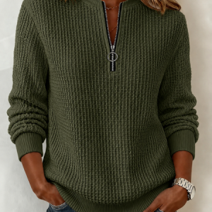 Women Geometric Half Open Collar Printing Casual Spring/Fall Long Sleeve Sweatshirt, JustFashionNow Sweatshirts & Hoodies, color:Army Green|size:5XL