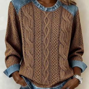 Women Abstract Crew Neck Printing Vintage Spring/Fall Long Sleeve Sweatshirt, JustFashionNow Sweatshirts & Hoodies, color:Brown|size:4XL