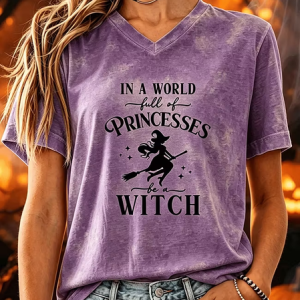 Women Text Letters Short Sleeve Tee T-shirt V Neck Printing Vintage Summer Top, JustFashionNow T-Shirts, color:Purple|size:5XL