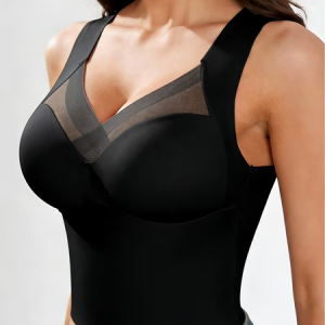 Mesh-paneled comfortable, seamless, and breathable underwear, JustFashionNow TOP Shapewear, color:Black|size:XXL